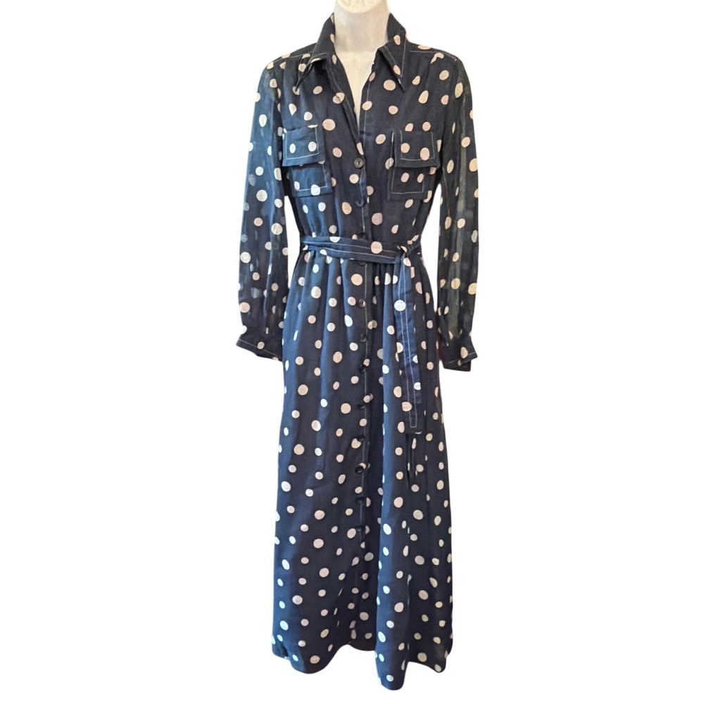 Vintage 70's Huey Waltzer Mannequin Shirt DressRetro Mod Polka Dot Polka Dot